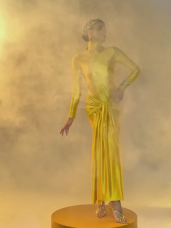 Dresses|Maxi Dresses*Mew Mews Fashion Rumaysa Long Sleeve Twisted Maxi Dress In Gold