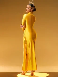 Dresses|Maxi Dresses*Mew Mews Fashion Rumaysa Long Sleeve Twisted Maxi Dress In Gold