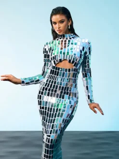 Embellishment|Dresses*Embellishment Rumi Acrylic Embellished Cutout Maxi Dress