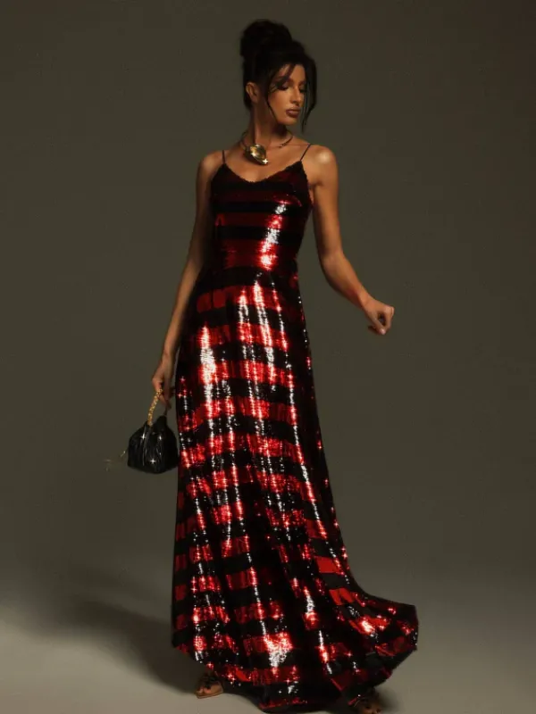 Dresses|Maxi Dresses*Mew Mews Fashion Rupali Spaghetti Stripe Sequin Maxi Dress