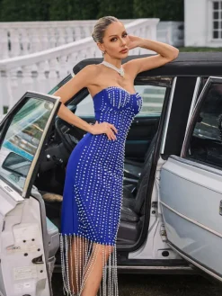 Dresses|Midi Dresses*Bandage Ryxalia Strapless Pearl Midi Dress