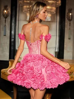 Dresses|Mini Dresses*Mew Mews Fashion Saathvik Off Shoulder Flower Mini Dress
