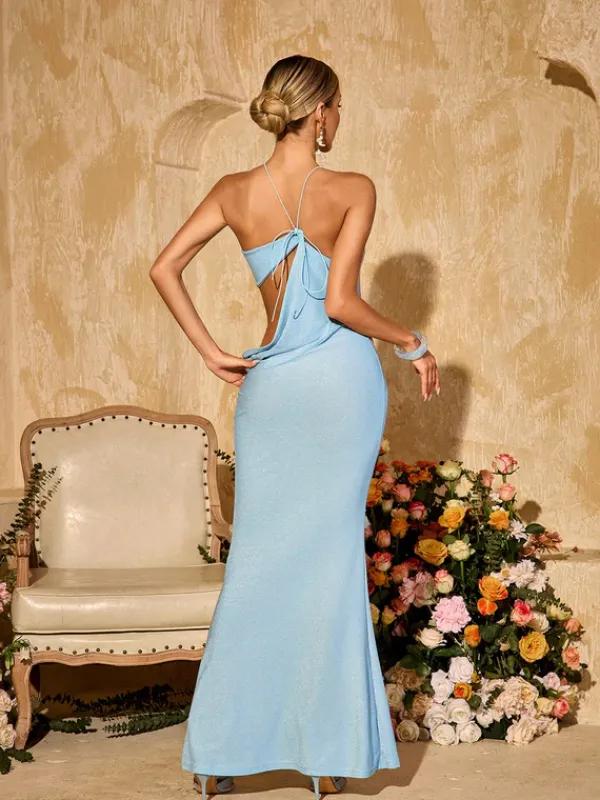 Dresses|Maxi Dresses*Mew Mews Fashion Saelvyn Halterneck Cutout Lace Up Maxi Dress