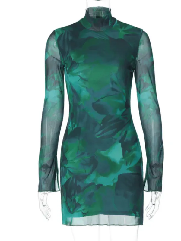 Dresses|Mini Dresses*Mew Mews Fashion Sahar Long Sleeve Floral Mesh Dress