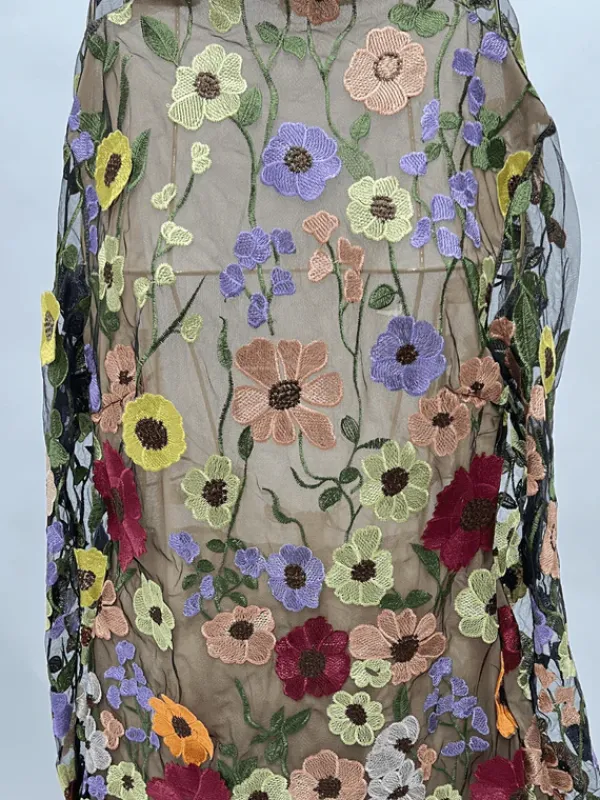 Dresses|Mini Dresses*Mew Mews Fashion Saige Long Sleeve Mesh Flower Mini Dress In Black