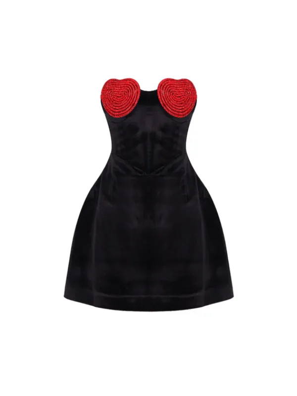 Dresses|Mini Dresses*Mew Mews Fashion Samdi Heart Crystal Velvet Dress