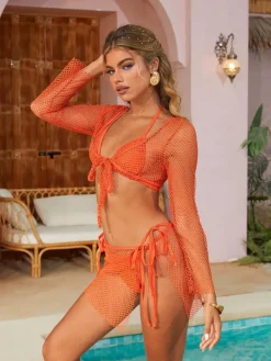 Bikini Sets|Swimwear*Mew Mews Fashion Sanja Hollow Bikini Four Piece Set