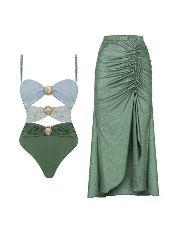 Bikini Sets*Mew Mews Fashion Sayer Color Clash Swimwear Two Piece Set