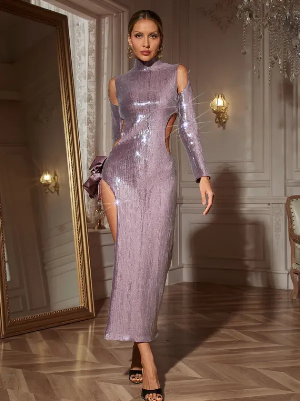 Dresses|Maxi Dresses*Mew Mews Fashion Seabi Long Sleeve Sequin Cutout Maxi Dress