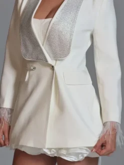 Coats & Jackets*Mew Mews Fashion Seraphilus Rhinestone Button Up Blazer
