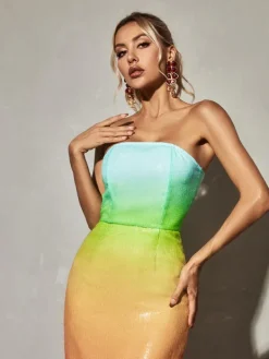 Dresses|Maxi Dresses*Mew Mews Fashion Shanti Strapless Sequin Ombre Maxi Dress