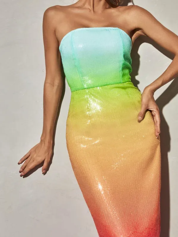 Dresses|Maxi Dresses*Mew Mews Fashion Shanti Strapless Sequin Ombre Maxi Dress