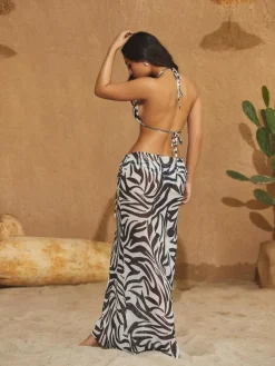 Bikini Sets*Mew Mews Fashion Shay Zebra Printed Bikini Three Piece Set