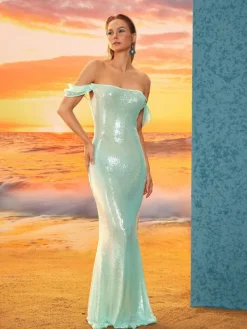 Dresses|Maxi Dresses*Mew Mews Fashion Shiori Off Shoulder Sequin Maxi Dress