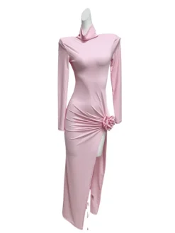 Dresses|Midi Dresses*Mew Mews Fashion Shiphrah Long Sleeve Flower Split Midi Dress