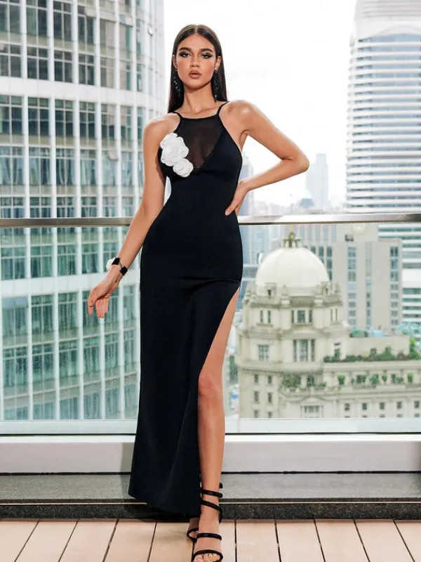 Dresses|Maxi Dresses*Bandage Shirley Spaghetti Flower Split Maxi Dress