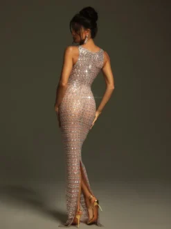 Embellishment|Dresses*Embellishment Shyheim Round Neck Rhinestone Maxi Dress