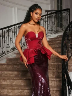 Dresses|Maxi Dresses*Mew Mews Fashion Soni Strapless Floral Sequin Maxi Dress