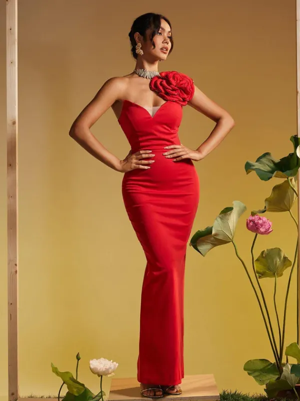 Dresses|Maxi Dresses*Mew Mews Fashion Sonny One Shoulder Flower Maxi Dress