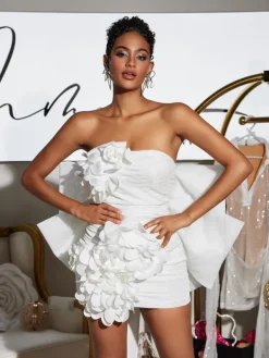 Dresses|Mini Dresses*Mew Mews Fashion Sophrona Strapless Flower Bow Mini Dress