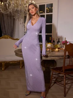 Dresses|Maxi Dresses*Mew Mews Fashion Stanton V Neck Glitter Maxi Dress