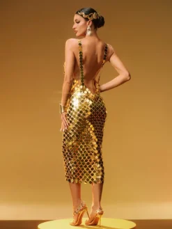 Midi Dresses|Dresses*Mew Mews Fashion O/S Stephanie Spaghetti Acrylic Chainmail Midi Dress