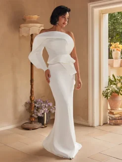 Dresses|Maxi Dresses*Mew Mews Fashion Sylwia One Shoulder Satin Maxi Dress