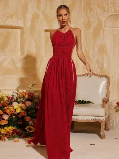 Dresses|Maxi Dresses*Mew Mews Fashion Tahlia Backless Glitter Ruched Maxi Dress