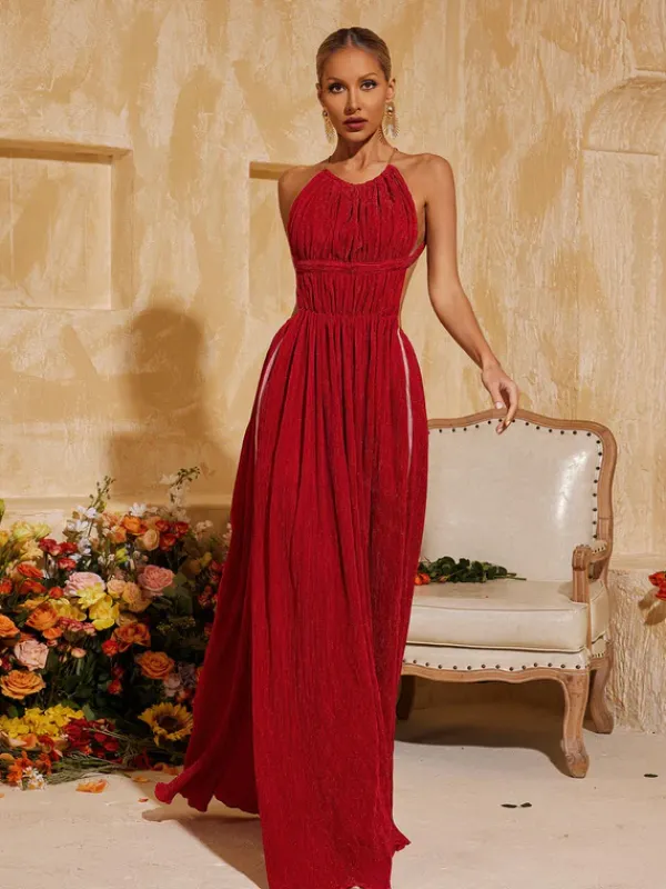 Dresses|Maxi Dresses*Mew Mews Fashion Tahlia Backless Glitter Ruched Maxi Dress