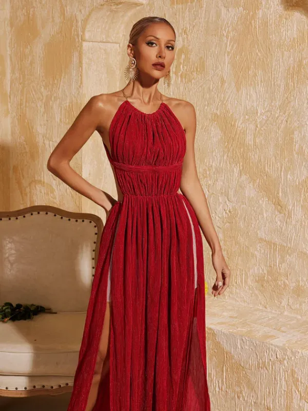 Dresses|Maxi Dresses*Mew Mews Fashion Tahlia Backless Glitter Ruched Maxi Dress