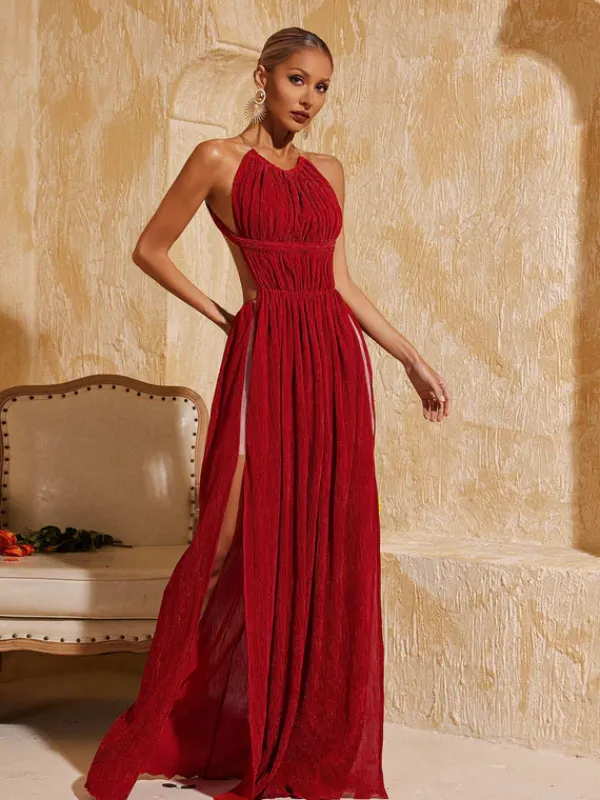 Dresses|Maxi Dresses*Mew Mews Fashion Tahlia Backless Glitter Ruched Maxi Dress