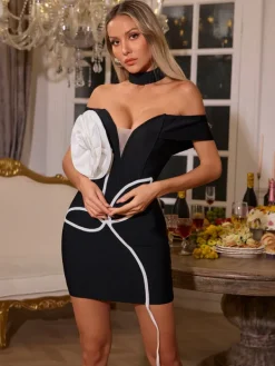 Dresses|Mini Dresses*Bandage Tasmin Off Shoulder Flower Dress