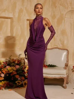 Dresses|Maxi Dresses*Mew Mews Fashion Tenley Halterneck Lace Maxi Dress With Gloves