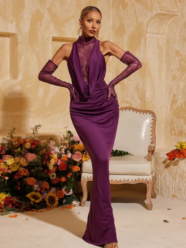 Dresses|Maxi Dresses*Mew Mews Fashion Tenley Halterneck Lace Maxi Dress With Gloves