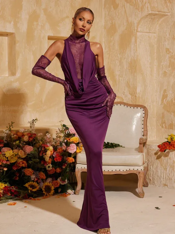 Dresses|Maxi Dresses*Mew Mews Fashion Tenley Halterneck Lace Maxi Dress With Gloves
