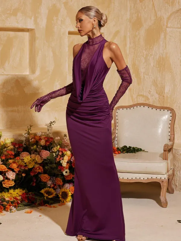 Dresses|Maxi Dresses*Mew Mews Fashion Tenley Halterneck Lace Maxi Dress With Gloves