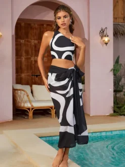 Bikini Sets|Swimwear*Mew Mews Fashion Teresa Printed Bikini Three Piece Set