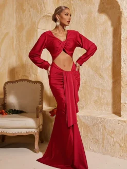 Dresses|Maxi Dresses*Mew Mews Fashion Terrell Long Sleeve Twisted Cutout Maxi Dress