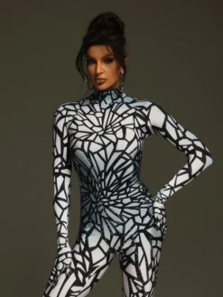 Jumpsuits & Romper|Embellishment*Embellishment Tevaughn Long Sleeve Animal Printed Jumpsuit