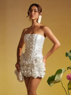 Sets & Co-ords*Mew Mews Fashion Thaddai Flower Pearl Crystal Skirt Set