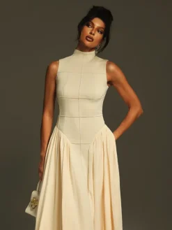 Dresses|Midi Dresses*Mew Mews Fashion Thota Sleeveless Ruced Midi Dress
