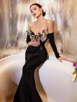 Armor Tops|Dresses*Mew Mews Fashion Tillie Off Shoulder Mermaid Bandage Maxi Dress