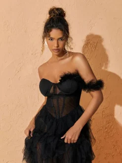 Dresses|Maxi Dresses*Mew Mews Fashion Titania One Shoulder Tulle Maxi Dress In Black
