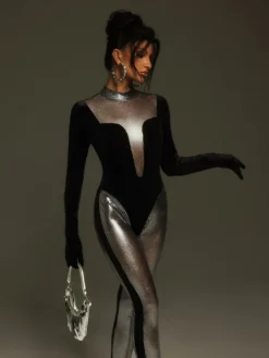 Jumpsuits & Romper*Mew Mews Fashion Tizoc Long Sleeve Velvet Jumpsuit