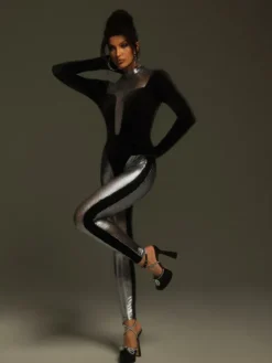 Jumpsuits & Romper*Mew Mews Fashion Tizoc Long Sleeve Velvet Jumpsuit