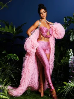 Sets & Co-ords*Jiu Bajia O/S Tolliver Crystal Pants Set In Pink