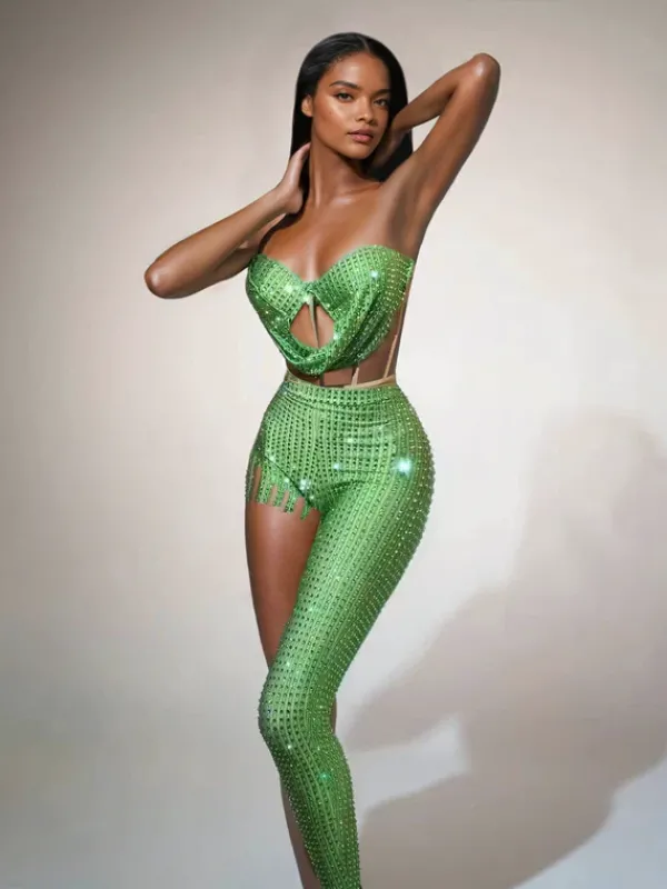 Sets & Co-ords*Jiu Bajia O/S Tolliver Crystal Pants Set