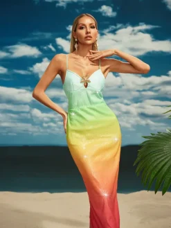 Dresses|Midi Dresses*Mew Mews Fashion Tova Starfish Sequin Midi Dress In Rainbow