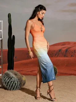 Dresses|Midi Dresses*Mew Mews Fashion Tova Starfish Sequin Midi Dress In Orange