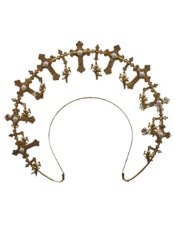 Headwear*Mew Mews Fashion Tulia Cross Pearl Crown